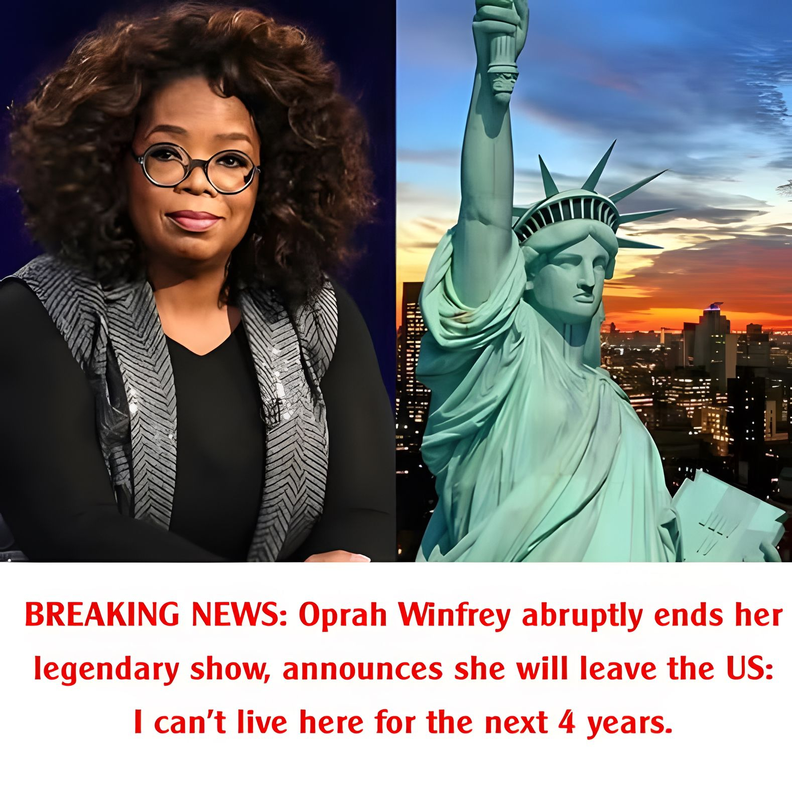 BREAKING NEWS: Oprah Winfrey abruptly ends her legendary show, announces she will leave the US: I can’t live here for the next 4 years. BREAKING NEWS: Oprah Winfrey abruptly ends her legendary show, announces she will leave the US: I can’t live here for the next 4 years.
