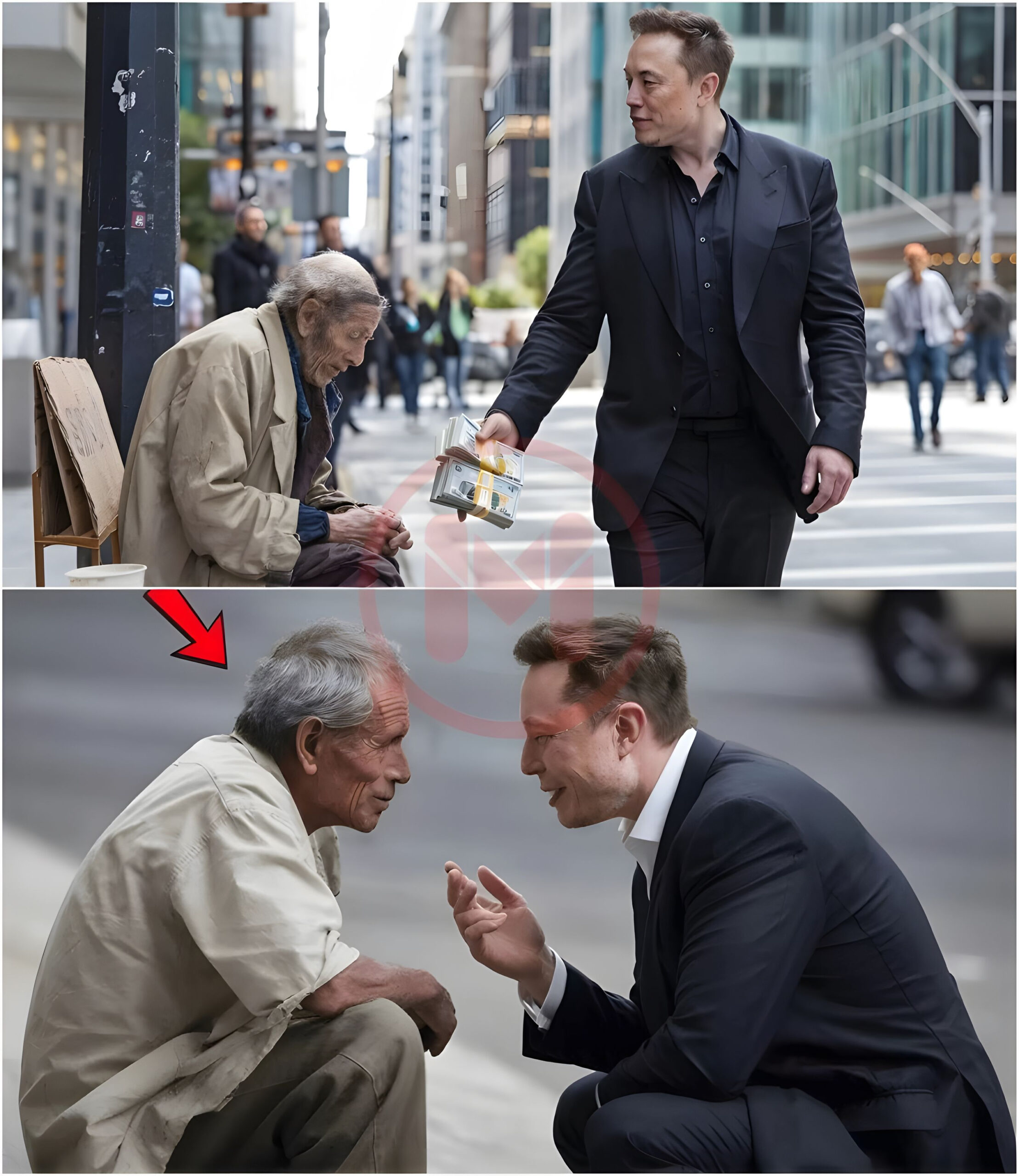 “Elon Musk drops money to test a beggar on the street and the unexpected ending “Elon Musk drops money to test a beggar on the street and the unexpected ending